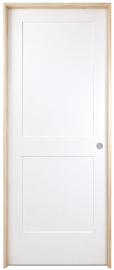 32 in x 80 in White 2-Panel Shaker Solid Core Primed MDF Prehung Interior Door