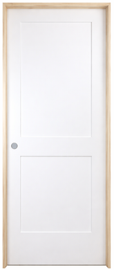24 in x 80 in White 2-Panel Shaker Solid Core Primed MDF Prehung Interior Door