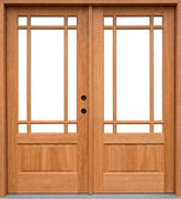 Prairie 6/0x6/8 Mahogany Prehung Front Double Door With 9 Marginal Lites
