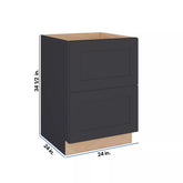 Modernform Cabinet Onyx Black Shaker 24" W X 34 1/2" H X 24" D 2 Drawer Base Cabinet