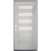 36 in. x 80 in. 6-Lite Shaker Acid Etch Unfinished White Prehung Fiberglass Exterior Door - Right-Handed - Exterior