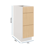 Modernform Cabinet Natural Oak 12" W X 34 1/2" H X 24" D 3 Drawer Base Cabinet