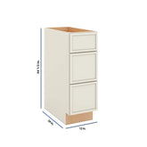 Modernform Cabinet Slim Dove White 12" W X 34 1/2" H X 24" D 3 Drawer Base Cabinet