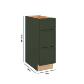 Modernform Cabinet Slim Sage Green 12" W X 34 1/2" H X 24" D 3 Drawer Base Cabinet