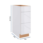 Modernform Cabinet Gloss White 12" W X 34 1/2" H X 24" D 3 Drawer Base Cabinet