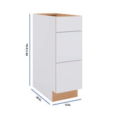 Modernform Cabinet Matte White 12" W X 34 1/2" H X 24" D 3 Drawer Base Cabinet