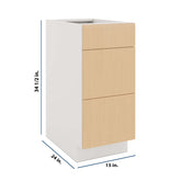 Modernform Cabinet Natural Oak 15" W X 34 1/2" H X 24" D 3 Drawer Base Cabinet