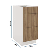 Modernform Cabinet Walnut 15" W X 34 1/2" H X 24" D 3 Drawer Base Cabinet