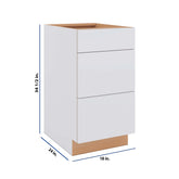 Modernform Cabinet Matte White 18" W X 34 1/2" H X 24" D 3 Drawer Base Cabinet