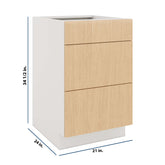 Modernform Cabinet Natural Oak 21" W X 34 1/2" H X 24" D 3 Drawer Base Cabinet