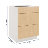 Modernform Cabinet Natural Oak 24" W X 34 1/2" H X 24" D 3 Drawer Base Cabinet