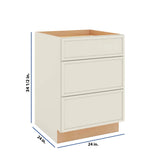 Modernform Cabinet Slim Dove White 24" W X 34 1/2" H X 24" D 3 Drawer Base Cabinet
