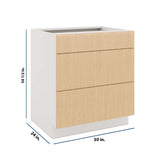 Modernform Cabinet Natural Oak 30" W X 34 1/2" H X 24" D 3 Drawer Base Cabinet