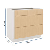 Modernform Cabinet Natural Oak 36" W X 34 1/2" H X 24" D 3 Drawer Base Cabinet