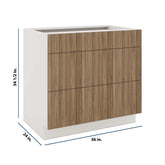 Modernform Cabinet Walnut 36" W X 34 1/2" H X 24" D 3 Drawer Base Cabinet