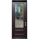 3/0x8/0 Hometown Single Prehung Fiberglass Door in Dark Walnut