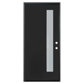3/0x6/8 Single Prehung Fiberglass Door in Black with 1 Lite