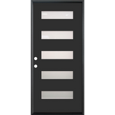 3/0x6/8 Single Prehung Fiberglass Door in Black with 5 Lites