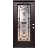 Jupiter 3/0x6/8 Prehung Prefinished Fiberglass Door in Dark Walnut