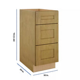 Modernform Cabinet Natural Shaker 30" W X 34 1/2" H X 24" D 3 Drawer Base Cabinet