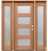 5/9x6/8 4 Lite Mahogany Exterior Prehung Door with Sidelights