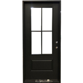 3/0x6/8 Single Prehung Fiberglass Door with 4 Lites in Charcoal