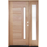 53 in x 80 in Exterior Mahogany Door | One Line Glass with One Sidelite