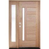 53 in x 80 in Exterior Mahogany Door | One Line Glass with One Sidelite