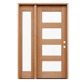 53 in x 80 in Exterior Mahogany Door | 1 Lite with Left Sidelight