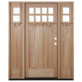 5/9x6/8 Craftsman Single with Sidelights Mahogany Pre-Hung Door