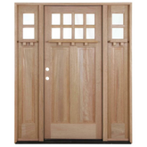 5/9x6/8 Craftsman Single with Sidelights Mahogany Pre-Hung Door