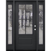 5/3x6/8 Prehung 4 Lite Fiberglass Door With Sidelites in Black