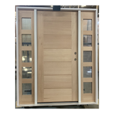 5/9x6/8 Exterior Mahogany Door | Horizontal Lines with 5 Lite Sidelights
