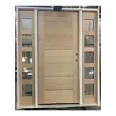 5/9x6/8 Exterior Mahogany Door | Horizontal Lines with 5 Lite Sidelights