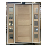 5/9x6/8 Exterior Mahogany Door | Horizontal Lines with 5 Lite Sidelights