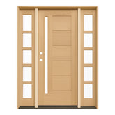 5/9x6/8 Mahogany Prehung Front Door | One Line Glass with 5 Lite Sidelites