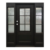 5/9x6/8 Wrought Iron 6 Lite Prehung Front Door With Sidelites
