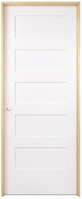 32 in x 80 in Shaker 5-Panel Solid Core Primed MDF Prehung Interior Door