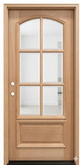 3/0x6/8 Arched Mahogany Prehung Front Door With 6 Lites