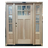 5 ft. 9 in. x 6 ft. 8 in. Exterior Mahogany 6 Lite Craftsman Door with Sidelites