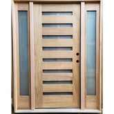 5 ft. 9 in. x 6 ft. 8 in. Exterior Mahogany Door Modern 8 Lite with Sidelites