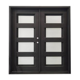 6/0x6/8 4 Lite Exterior Wrought Iron Prehung Double Door