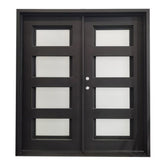 6/0x6/8 4 Lite Exterior Wrought Iron Prehung Double Door