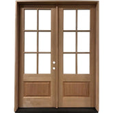 6/0x8/0 Exterior Mahogany Prehung Double Door | 6 Lite Without Moulding