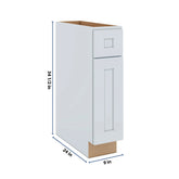 J&K White Shaker S8 Single Door Standard Base Cabinet - 9" W