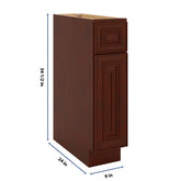 J&K Mahogany J5 Single Door Standard Base Cabinet - 9" W