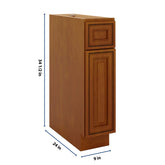 J&K Mocha Glazed K10 Single Door Standard Base Cabinet - 9" W