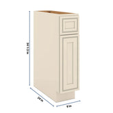 J&K Pearl Glazed H9 Single Door Standard Base Cabinet - 9" W