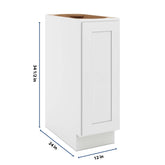 CNC Luxor 5-Piece White 12" W Full Height Single Door Base Cabinet W/ 1 Pullout Shelf