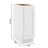 CNC Luxor 5-Piece White 12" W Full Height Single Door Base Cabinet W/ 2 Pullout Shelf